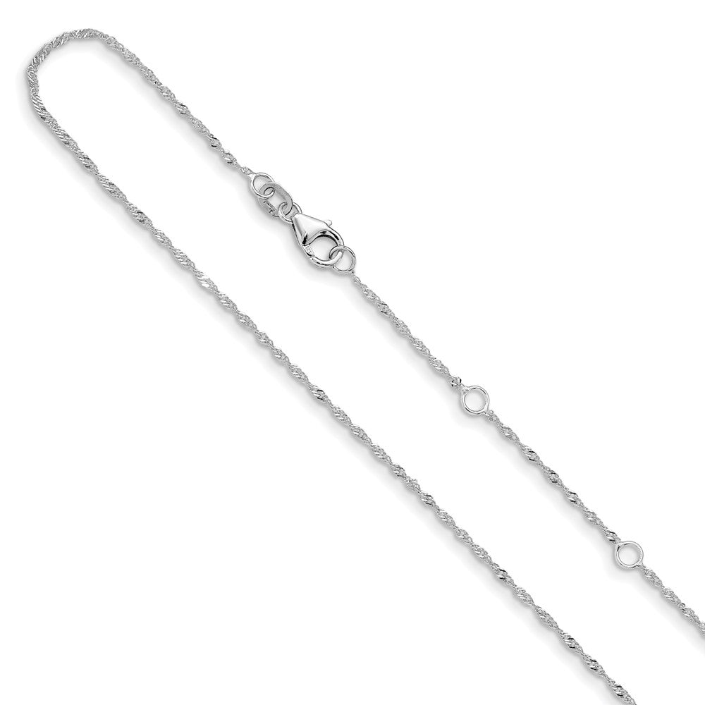 10K White Gold 1.0mm Singapore 1in+1in Adjustable Chain