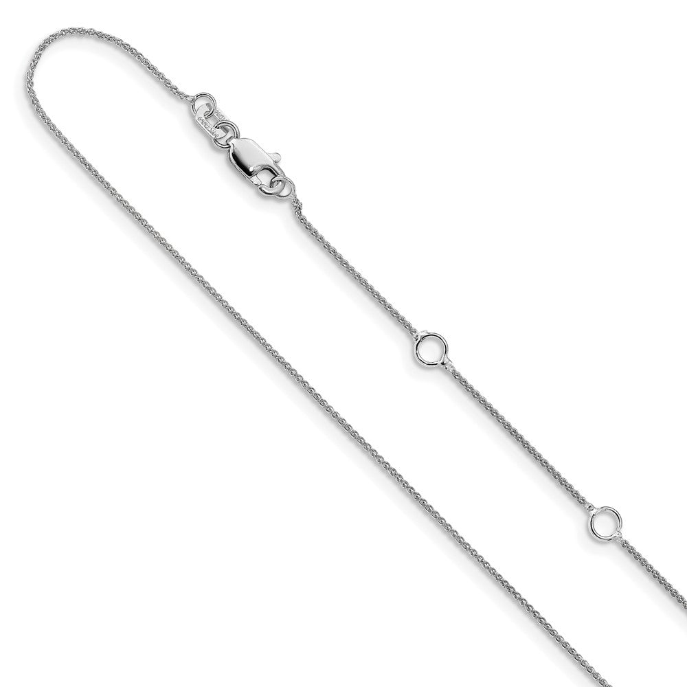 10K White Gold .85mm Spiga 1in+1in Adjustable Chain