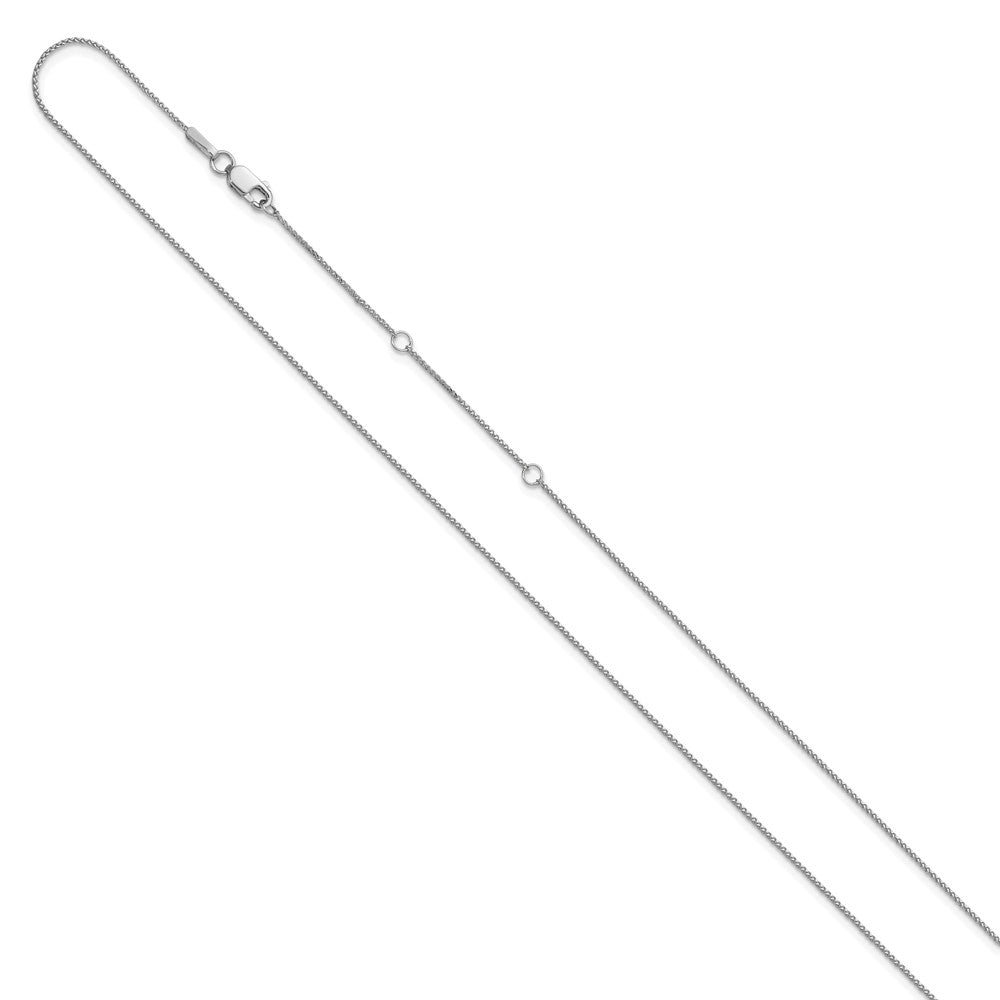 10K White Gold .85mm Diamond-cut Spiga 1in+1in Adjustable Chain