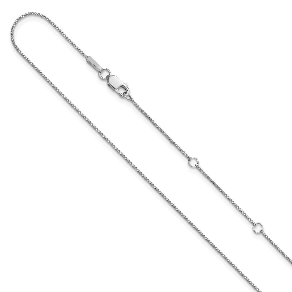 10K White Gold .85mm Diamond-cut Spiga 1in+1in Adjustable Chain