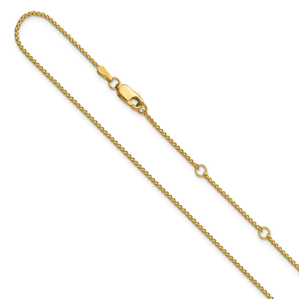 10K 1.25mm Diamond-cut Spiga 1in+1in Adjustable Chain