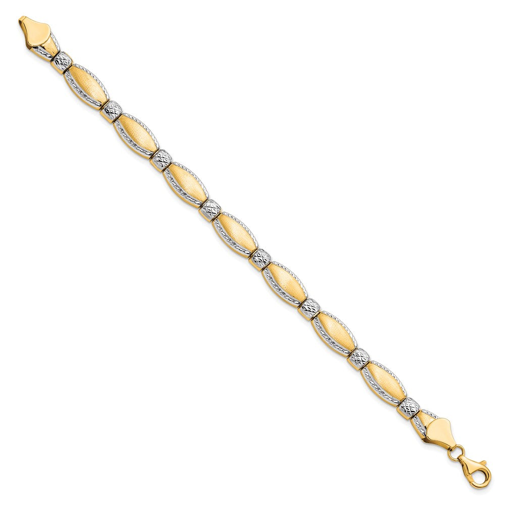 10K with Rhodium Diamond-cut Bracelet