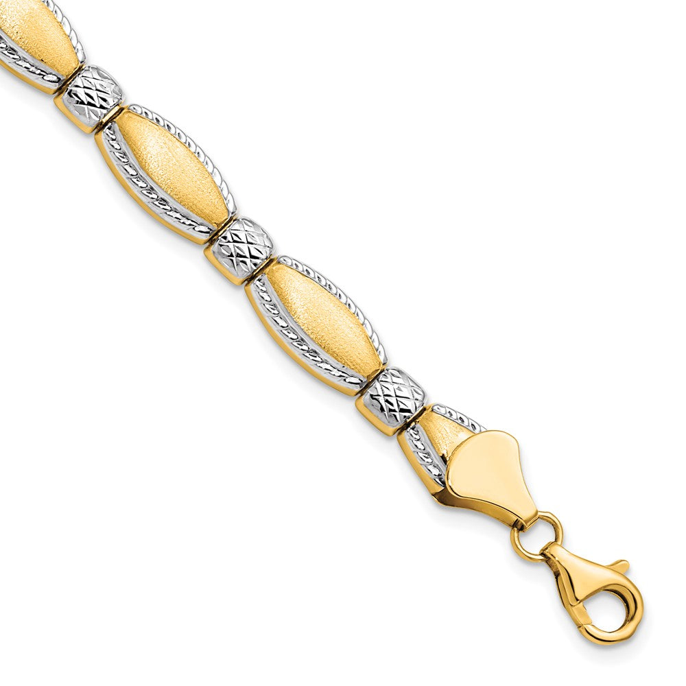 10K with Rhodium Diamond-cut Bracelet