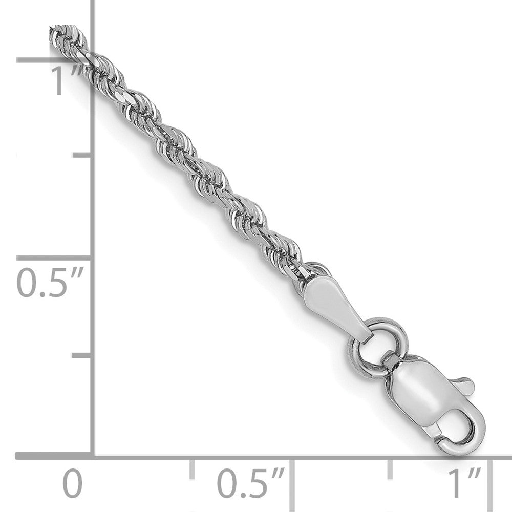 14K White Gold 2.0mm Diamond-cut Rope Chain Anklet
