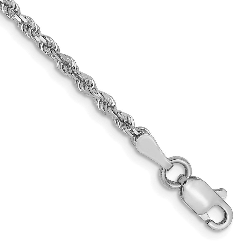 14K White Gold 2.0mm Diamond-cut Rope Chain Anklet