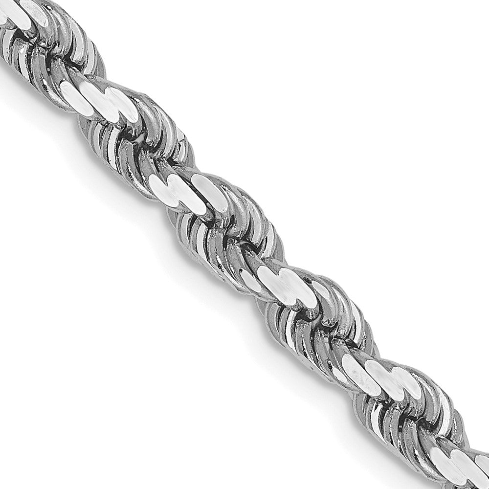14K White Gold 4.0mm Diamond-cut Rope Chain