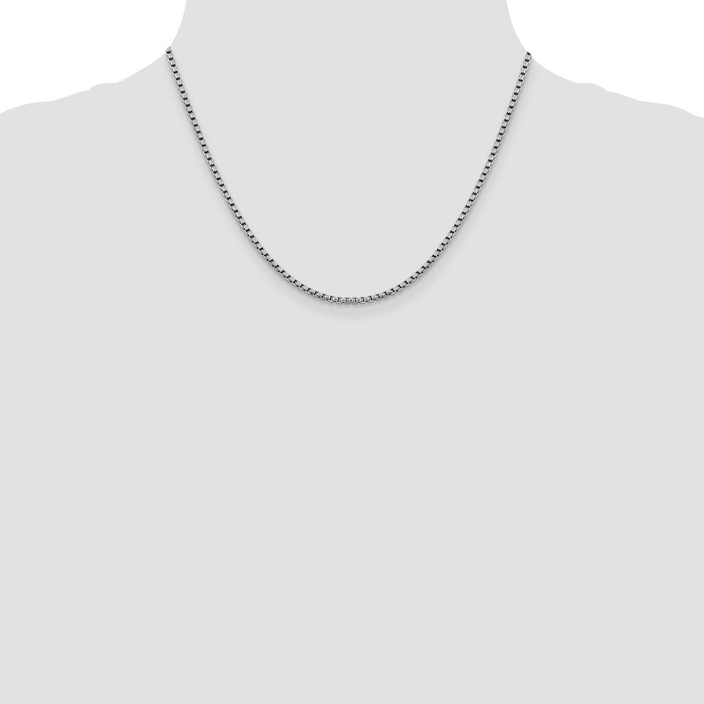14K White Gold 2.4mm Semi-Solid Diamond-cut Round Box Chain