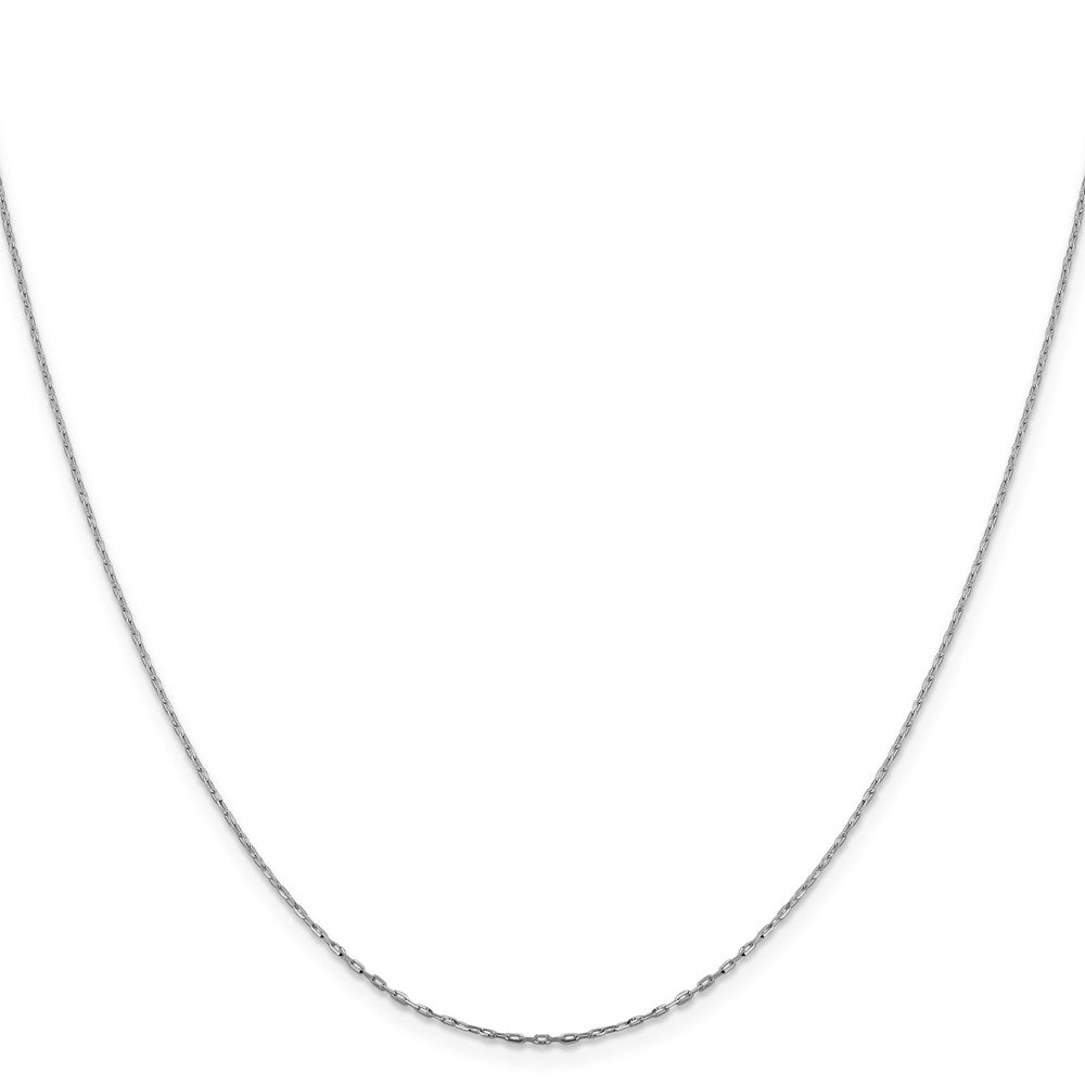 14K White Gold 1mm Diamond-cut Open Long Link Cable Chain