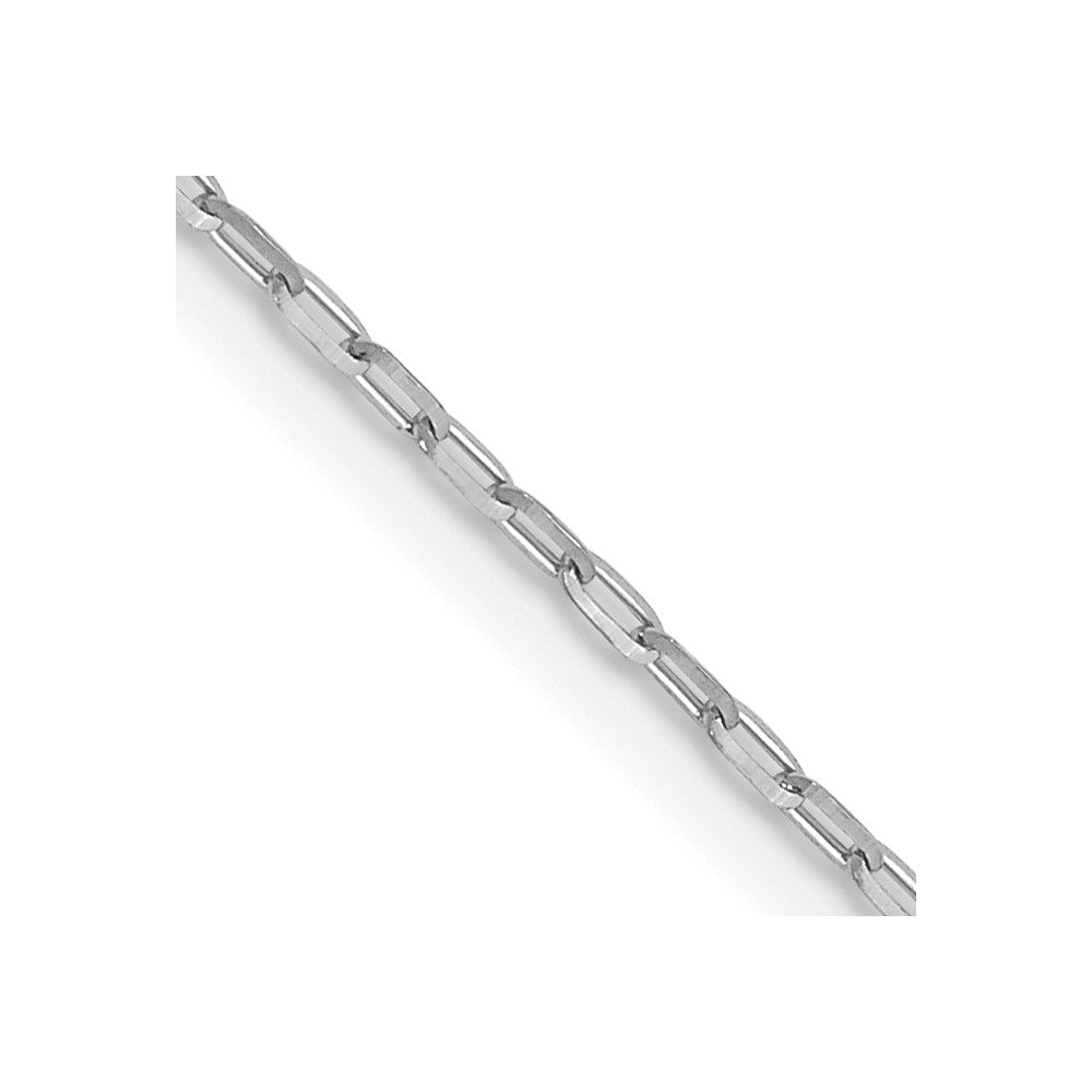 14K White Gold 1mm Diamond-cut Open Long Link Cable Chain