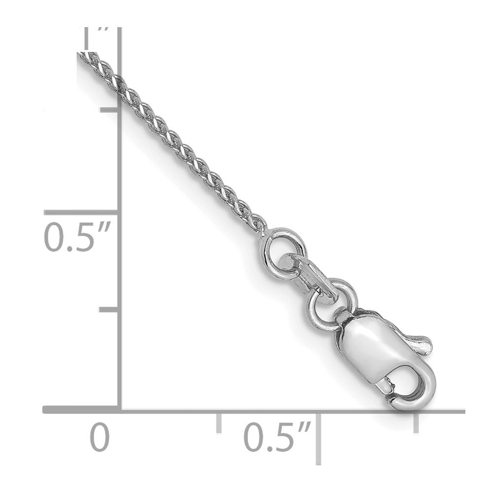 14K White Gold 1mm Diamond-cut Spiga Chain Anklet