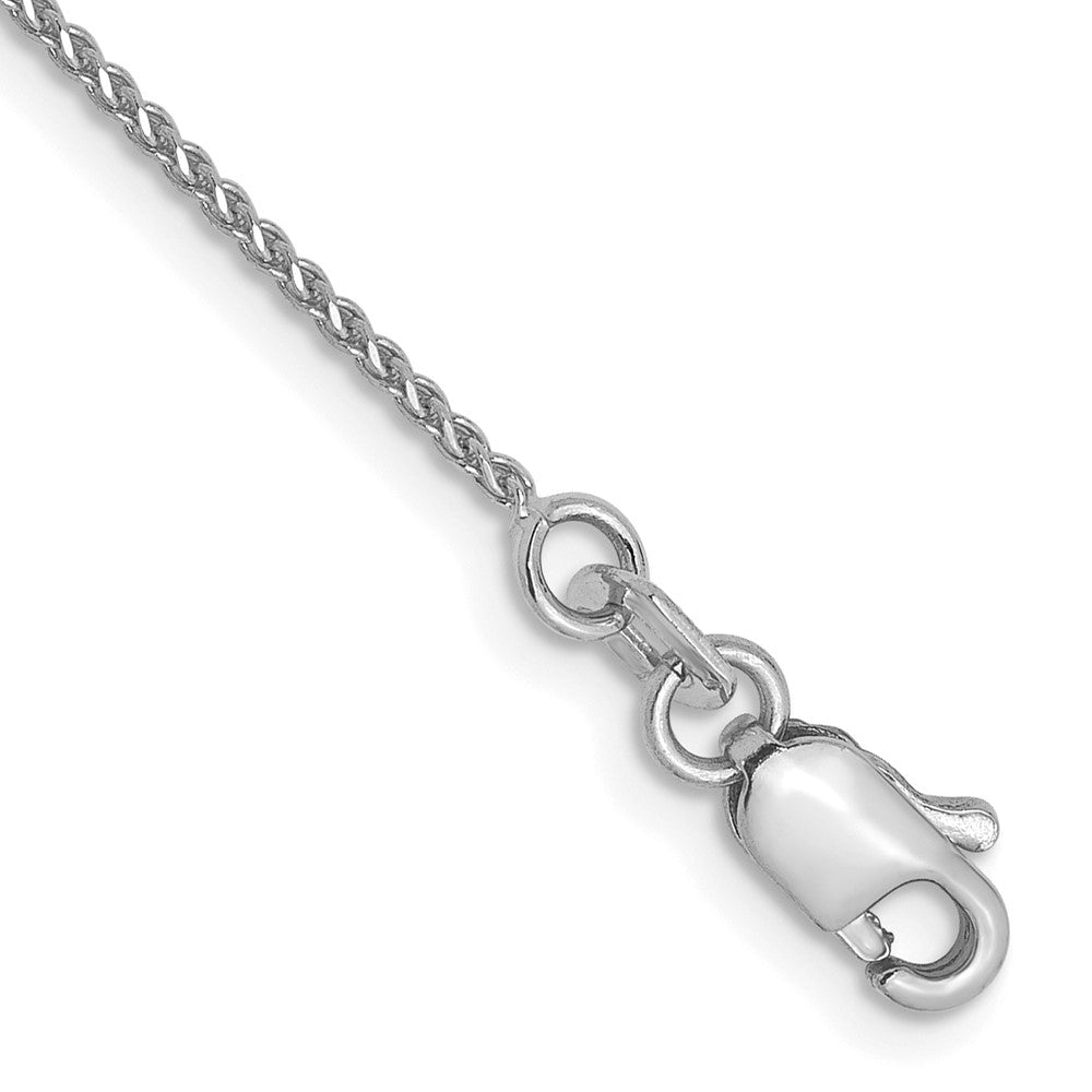 14K White Gold 1mm Diamond-cut Spiga Chain Anklet