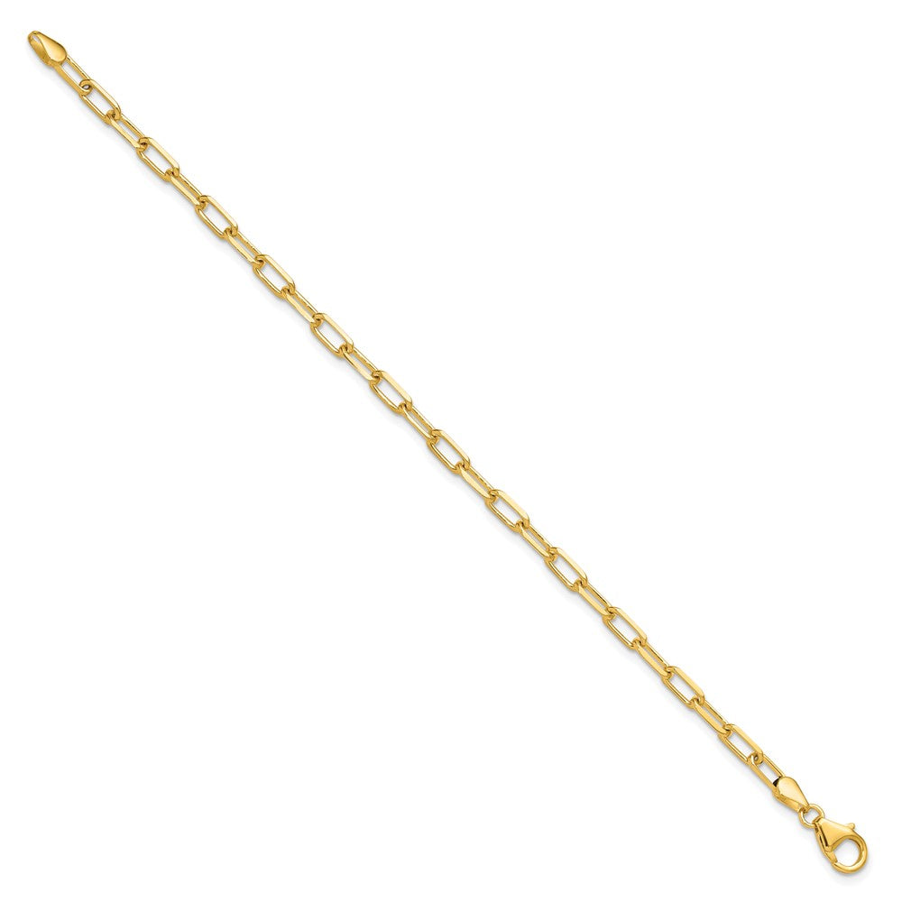 14K 3.5mm Solid Beveled Diamond-cut Paperclip Chain