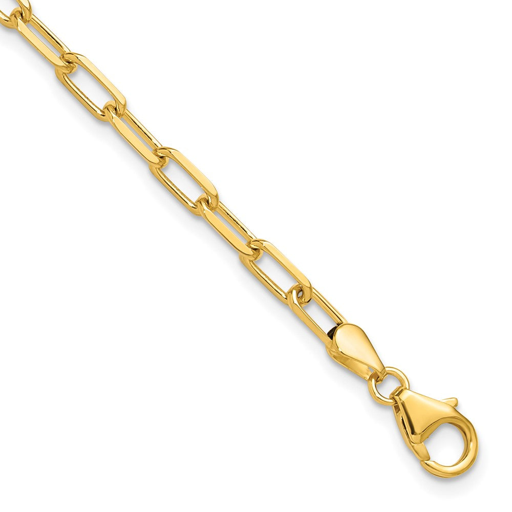 14K 3.5mm Solid Beveled Diamond-cut Paperclip Chain