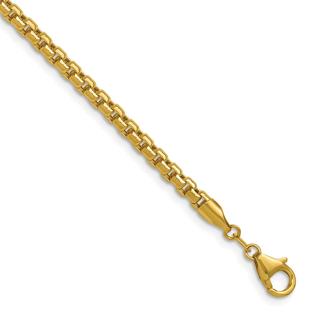14K 3.7mm Semi-Solid Diamond-cut Round Box Chain