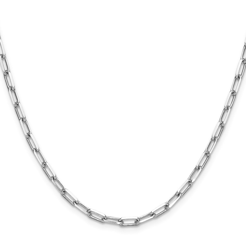 14K White Gold 3.5mm Solid Beveled Diamond-cut Paperclip Chain