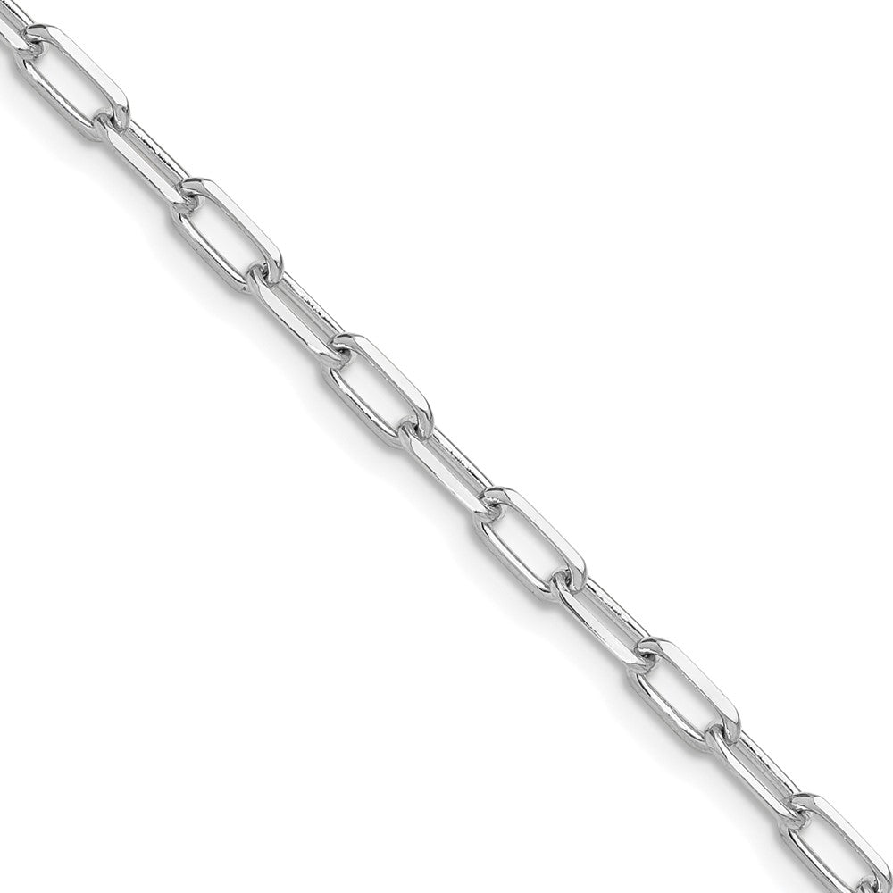 14K White Gold 3.5mm Solid Beveled Diamond-cut Paperclip Chain