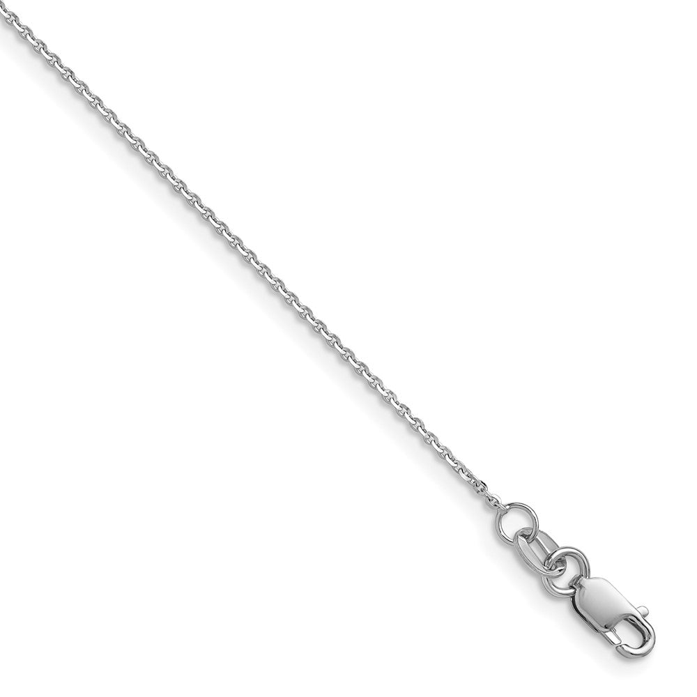 14K White Gold 1mm Diamond-cut Oval Link Chain