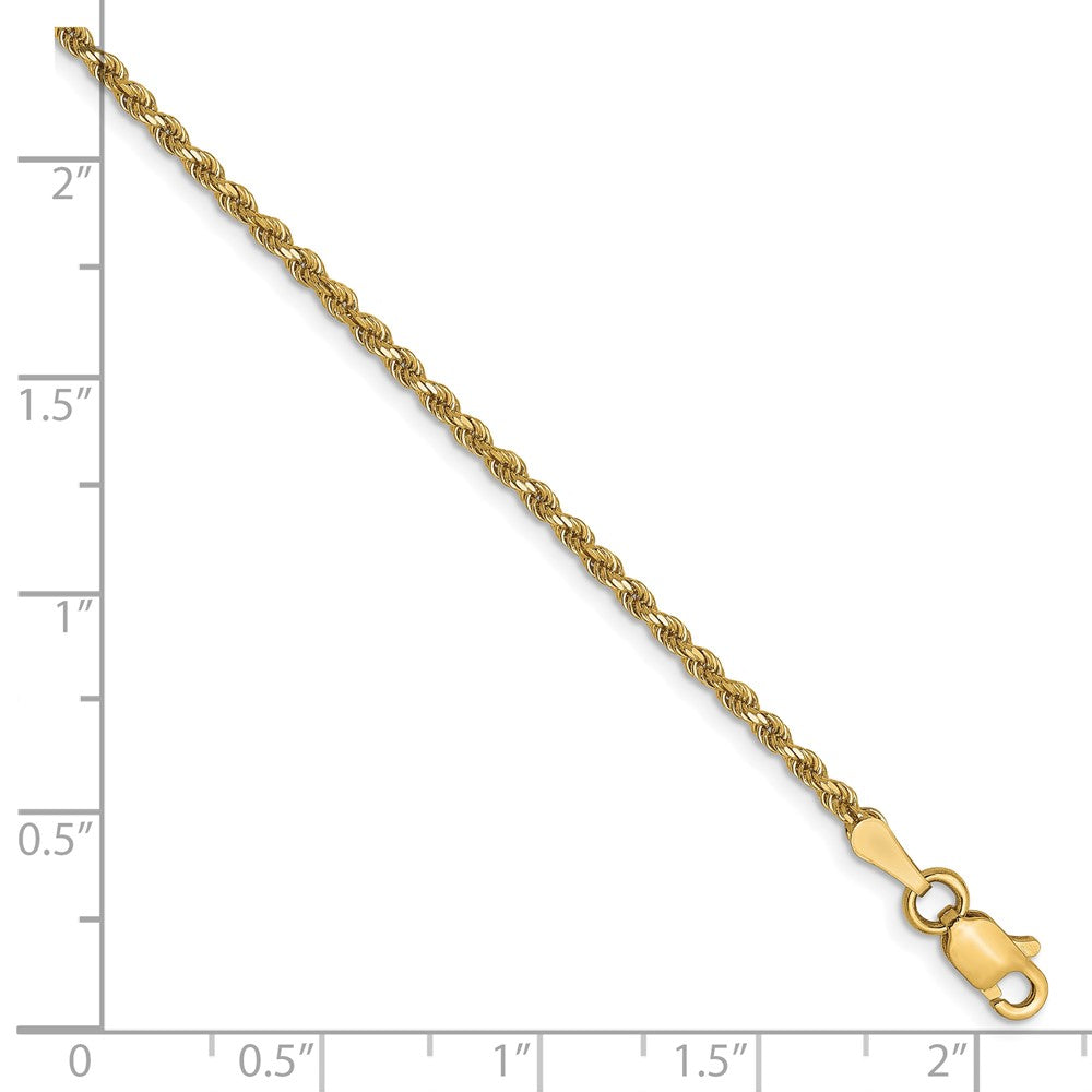 10K 1.5mm Diamond-cut Rope Chain Anklet