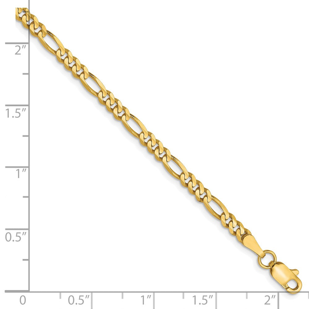10K 3mm Concave Open Figaro Chain Anklet