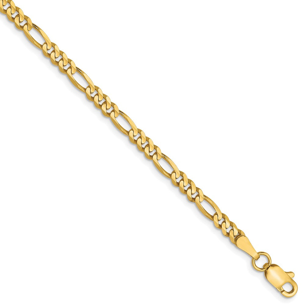 10K 3mm Concave Open Figaro Chain Anklet