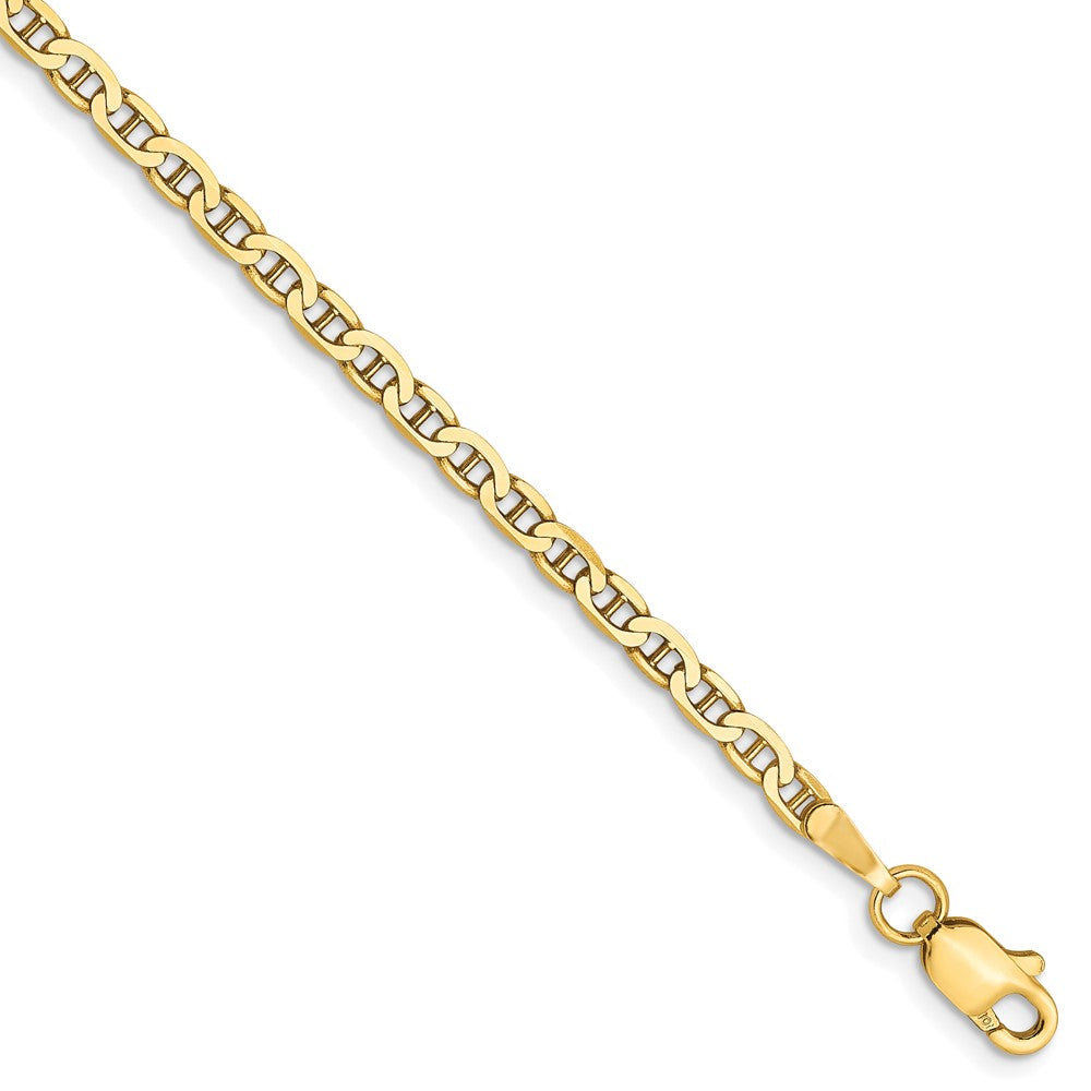 10K 2.4mm Diamond-cut Flat Anchor Chain Anklet