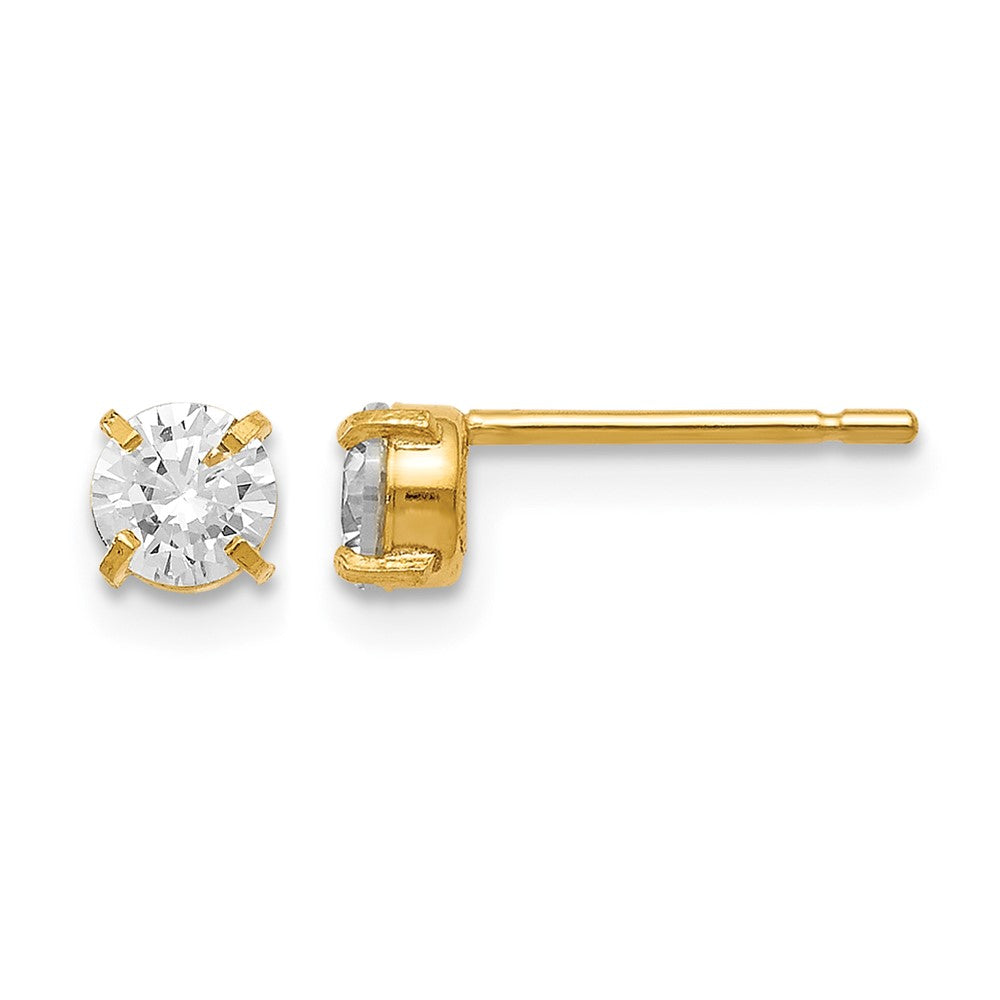 14K CZ Stud 4.0mm Earrings