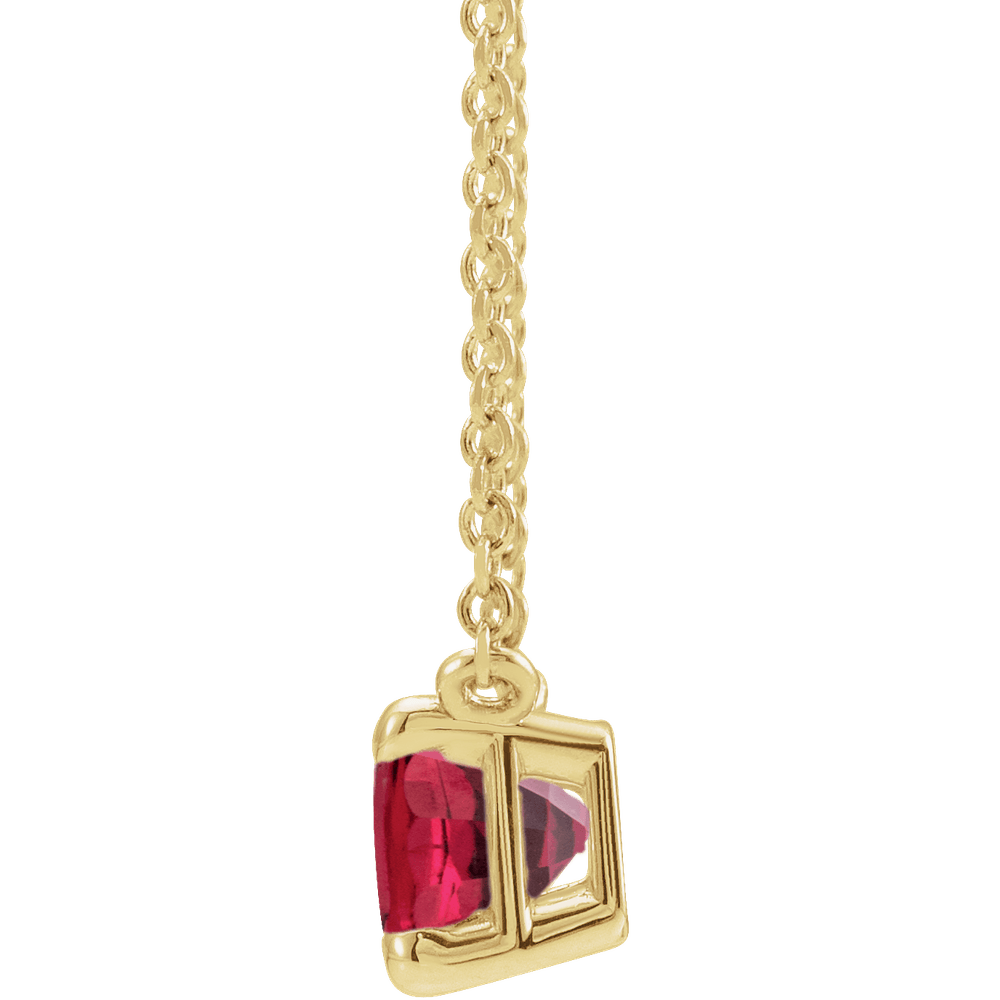 14K Yellow Gold Lab-Grown Ruby Necklace – Emerald Cut 18"