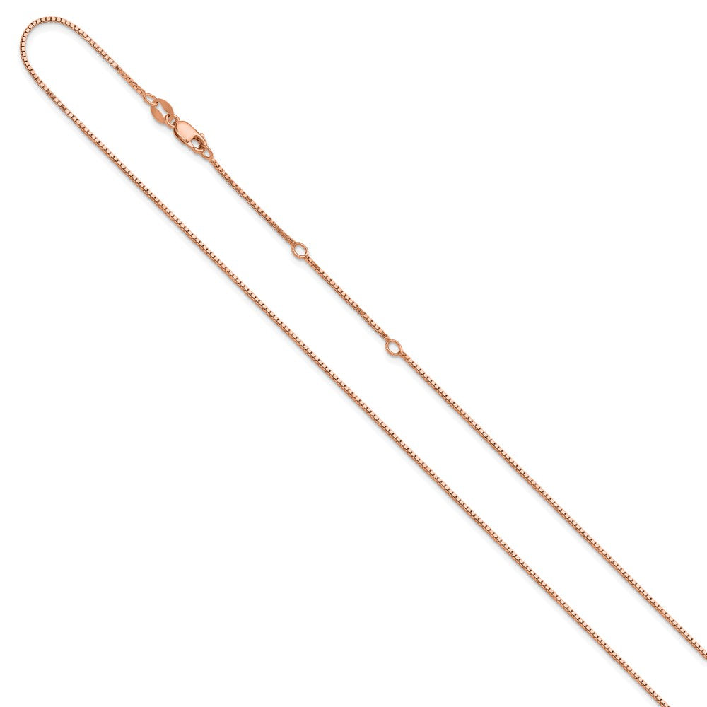 SS Rose Gold-plated .95mm Box 1in+1in Adjustable Chain