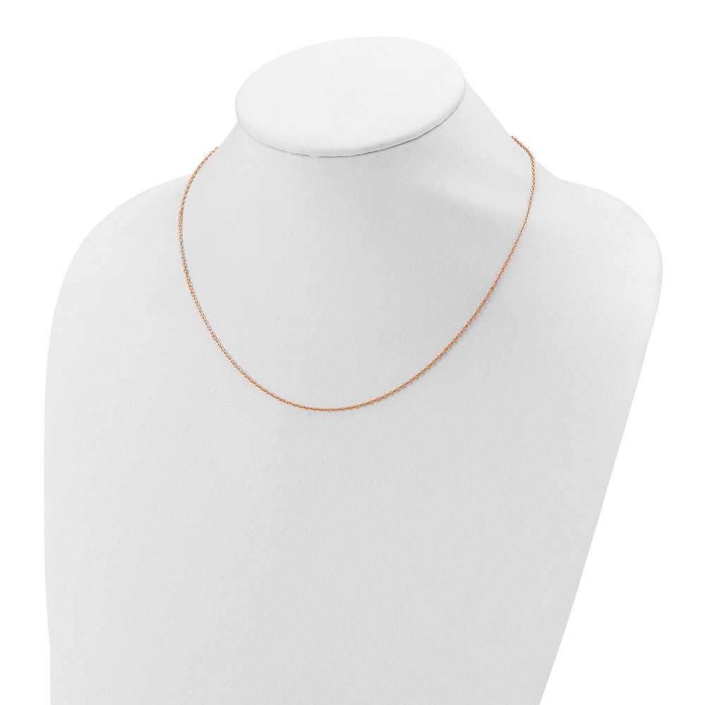 SS Rose Gold-plat Polished/Dia-cut 1.4mm Cable 1in+1in Adjustable
