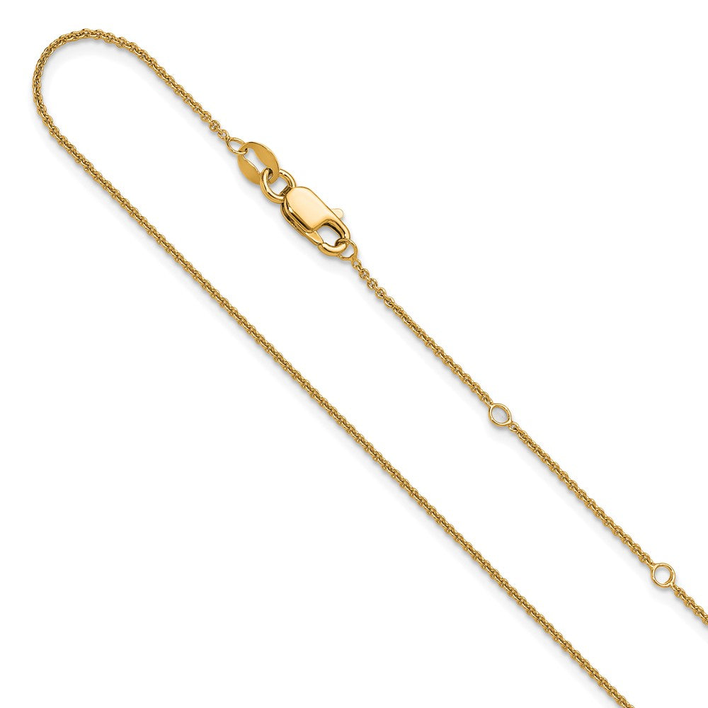 Sterling Silver Gold-plated 1.1mm Rolo 1in+1in Adjustable Chain