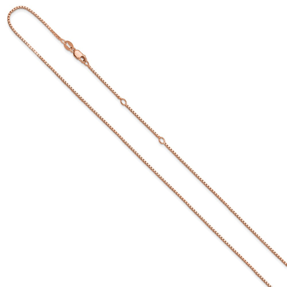SS Rose Gold-plated 1.1mm Box 1in+1in Adjustable Chain