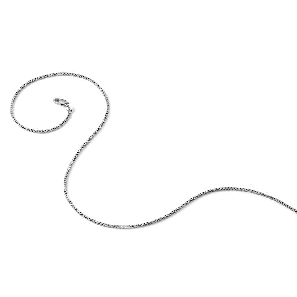 SS Rh-plated 1.2mm Box 1in+1in Adjustable Chain
