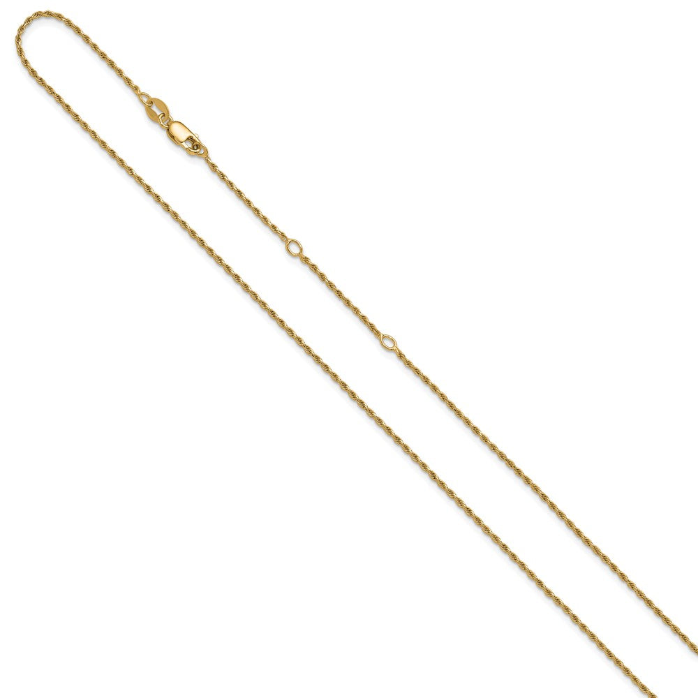 Sterling Silver Gold-plated 1.2mm Diamond-cut Rope 1in+1in Adjustable Chai