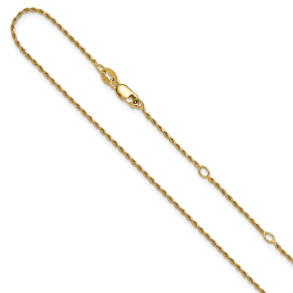 Sterling Silver Gold-plated 1.2mm Diamond-cut Rope 1in+1in Adjustable Chai