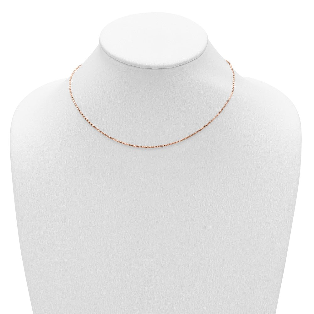 Sterling Silver Rose Gold-plt 1.2mm Diamond-cut Rope 1in+1in Adjustable Ch