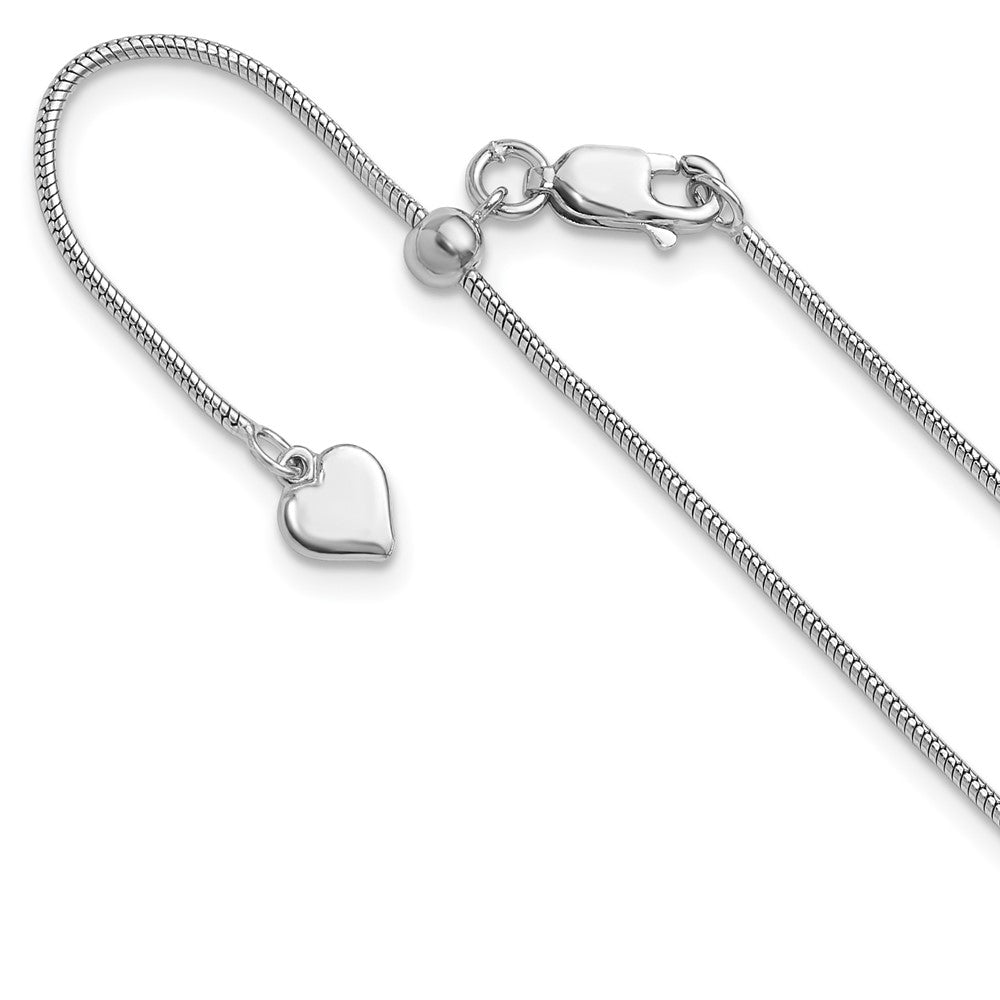 Sterling Silver Rhodium-plated Adjustable 1.1mm Snake Chain