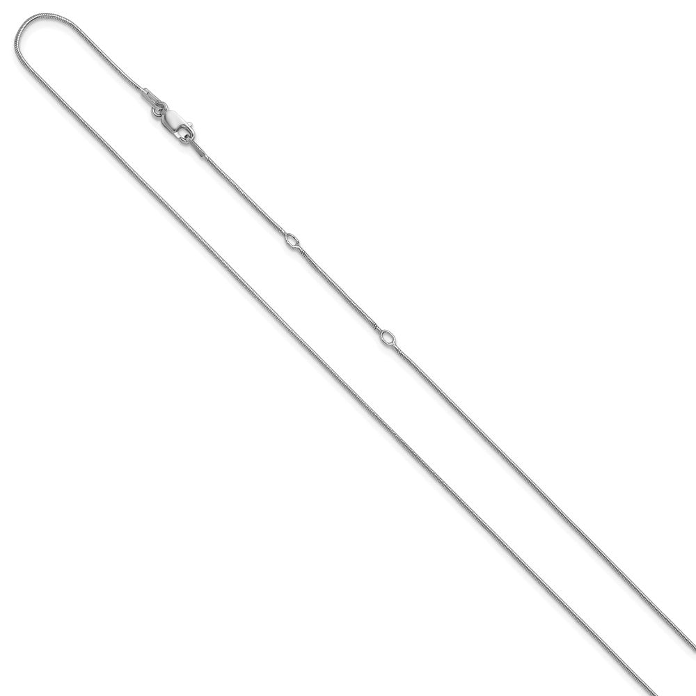 SS Rh-plat .95mm Round Snake 1in+1in Adjustable Chain