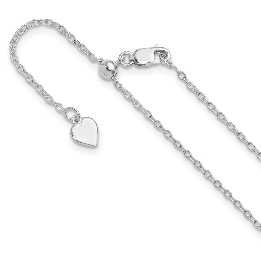 Sterling Silver Rhodium-plated Adjustable 1.4mm Cable Chain