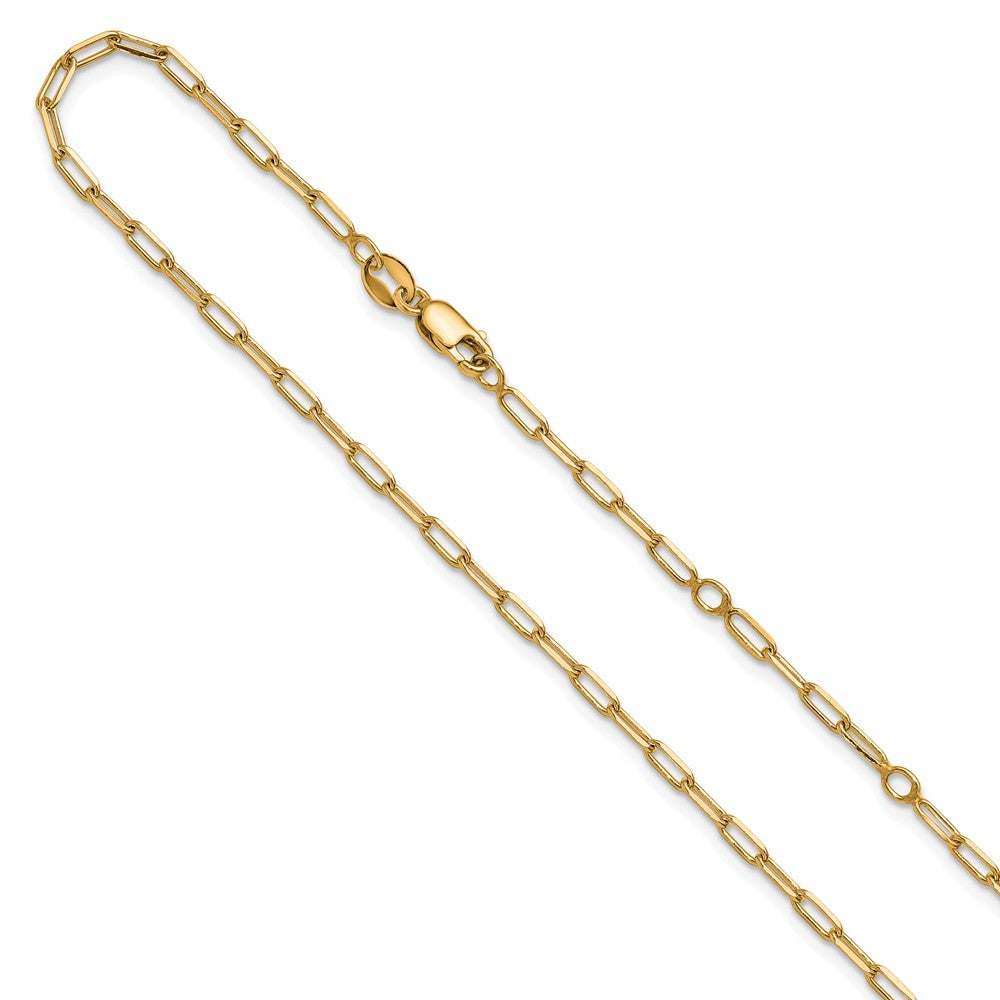 Sterling Silver Gold-plt 2.3mm Paperclip 1in+1in Adjustable Chain