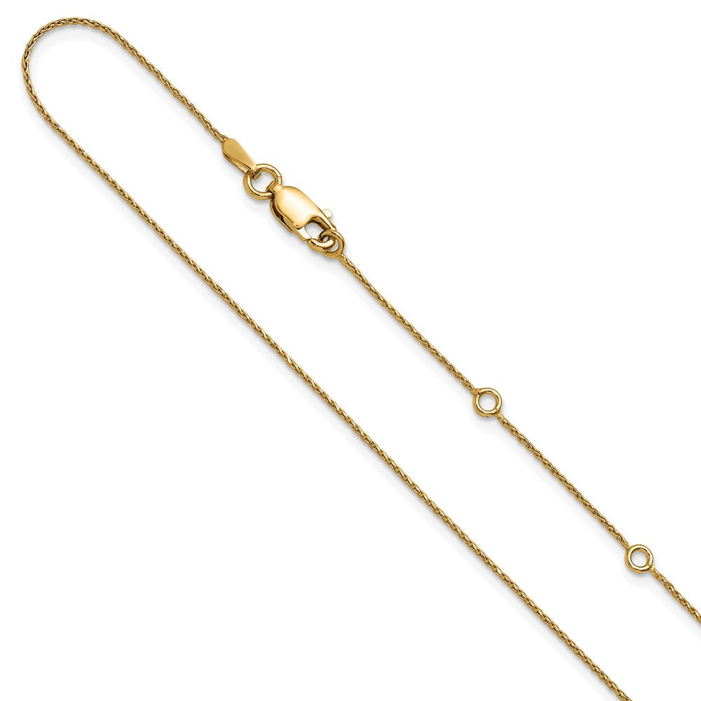 Sterling Silver Gold-plated .85mm Diamond-cut Spiga 1in+1in Adjustable Cha