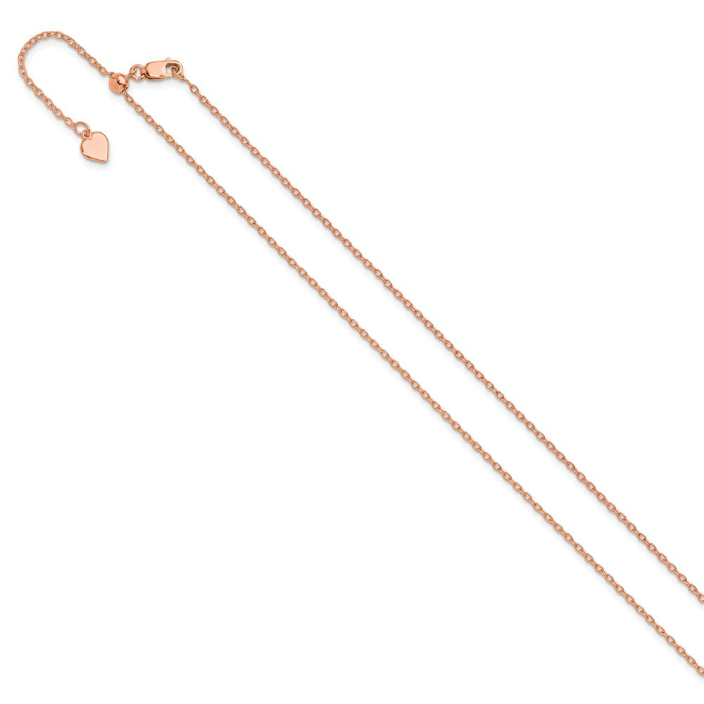 Sterling Silver Rose Gold-plated Adjustable 1.4mm Cable Chain