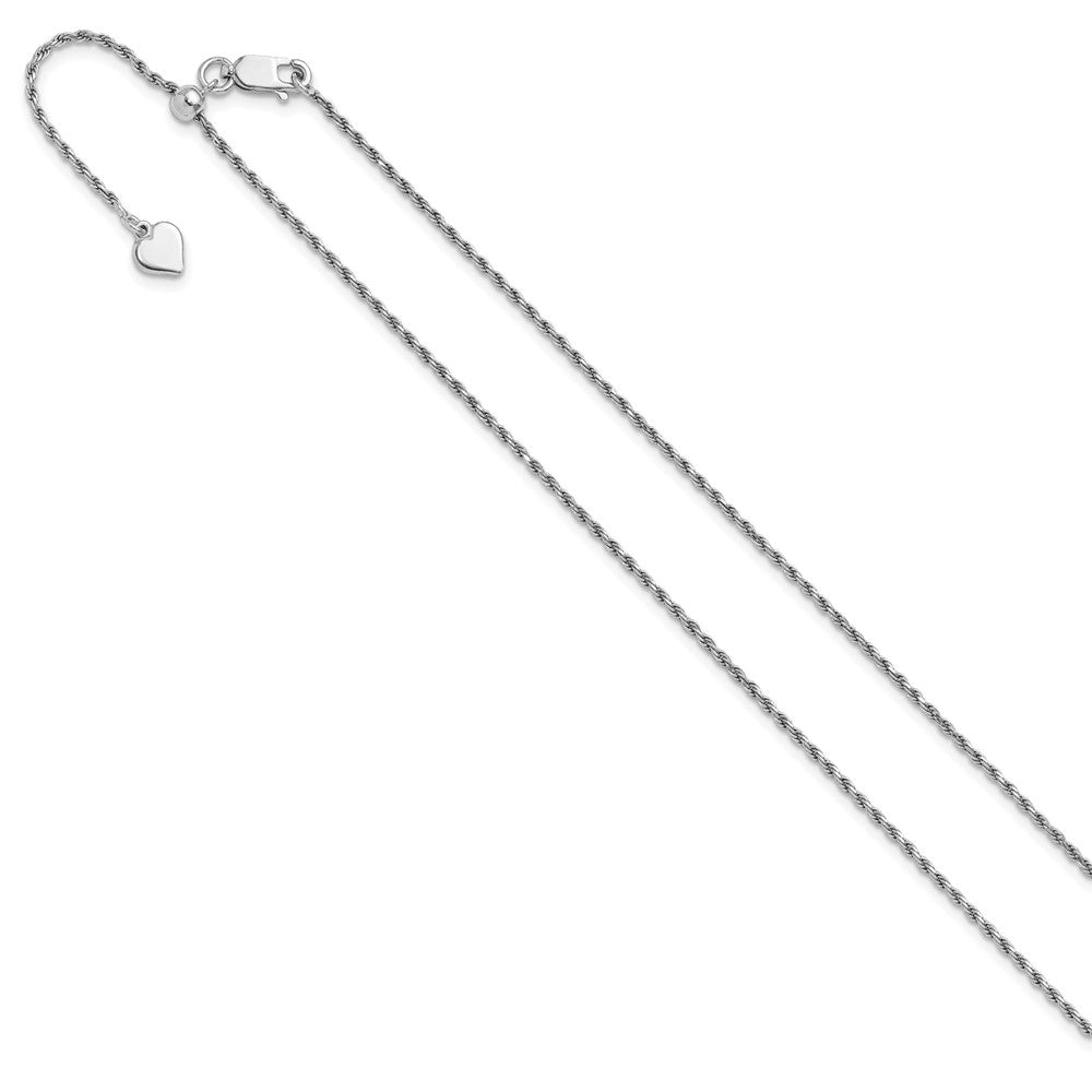 Sterling Silver Rhodium-plated Adjustable 1.4mm Diamond-cut Rope Chain