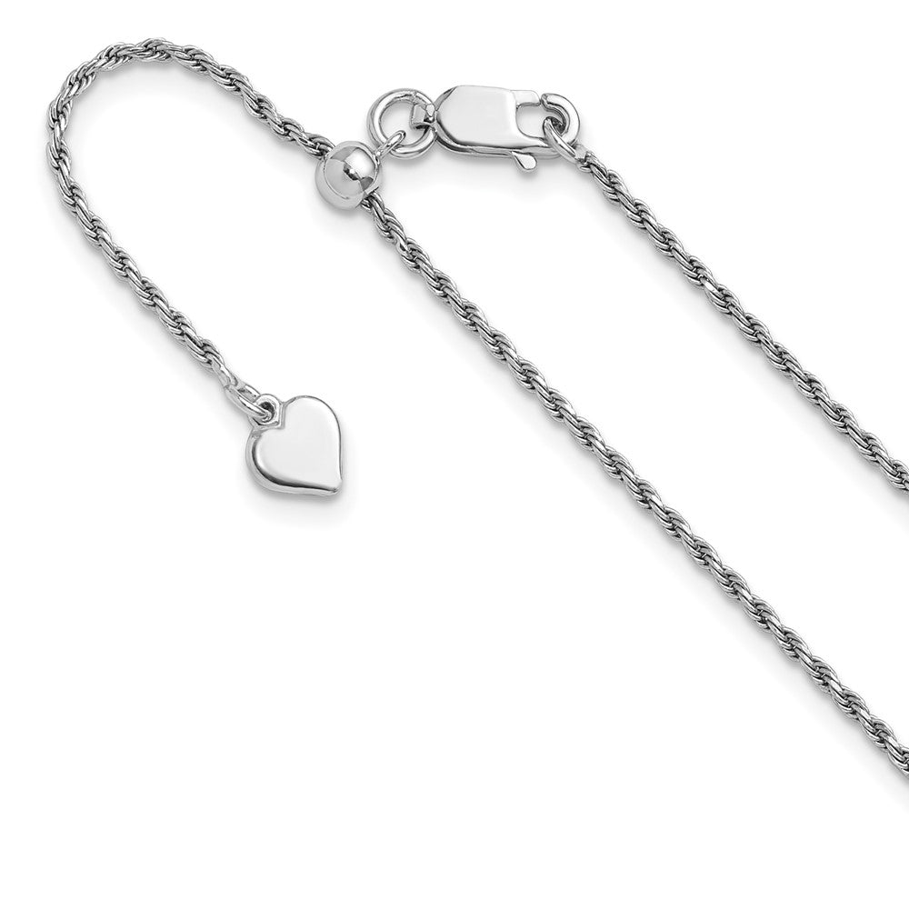 Sterling Silver Rhodium-plated Adjustable 1.4mm Diamond-cut Rope Chain