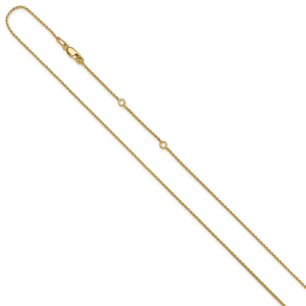 Sterling Silver Gold-plated 1mm Diamond-cut Spiga 1in+1in Adjustable Chain