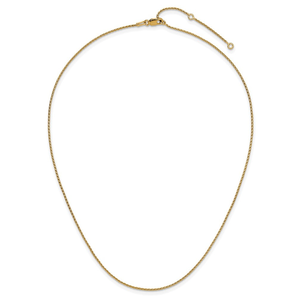 Sterling Silver Gold-plated 1mm Diamond-cut Spiga 1in+1in Adjustable Chain