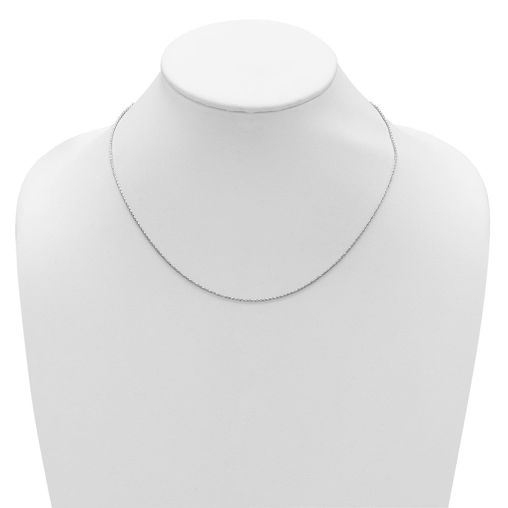 Sterling Silver RH-plt 1.2mm Diamond-cut Spiga 1in+1in Adjustable Chain