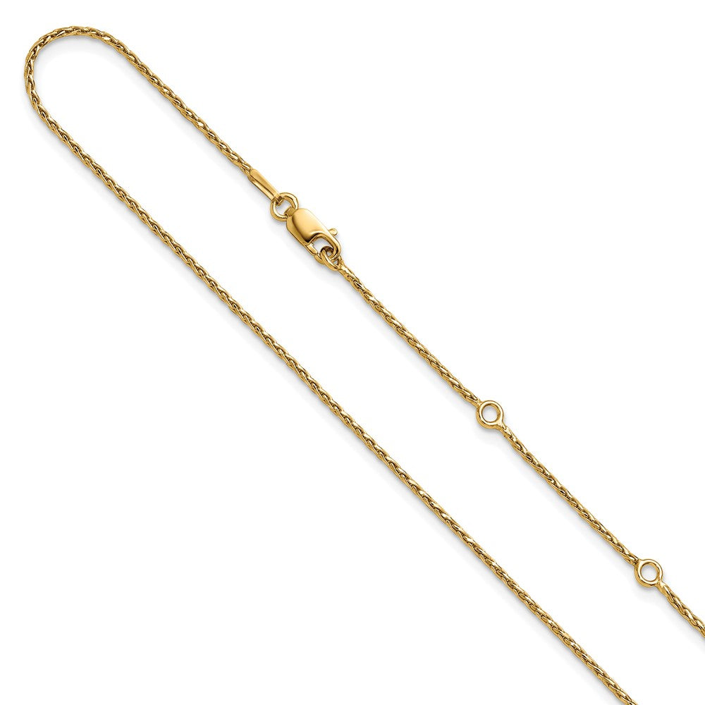 Sterling Silver Gold-plated 1.2mm Diamond-cut Spiga 1in+1in Adjustable Cha