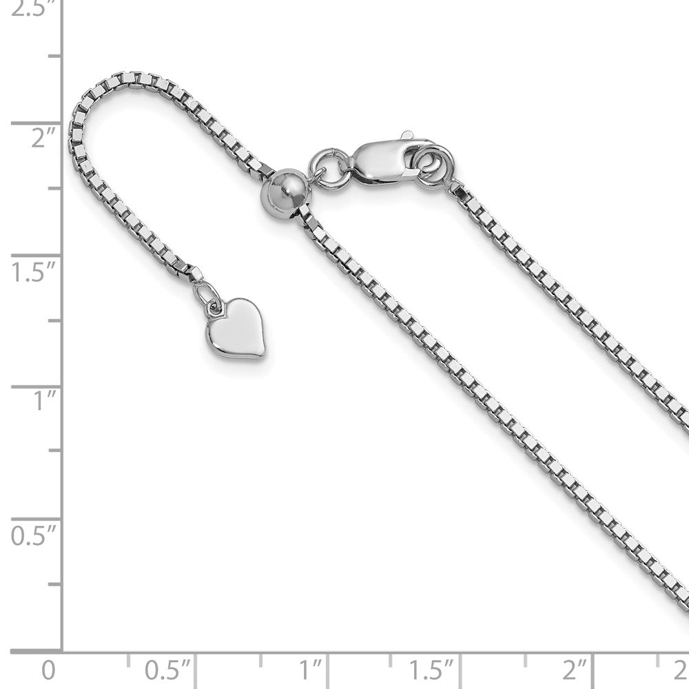 Sterling Silver Rhodium-plated Adjustable 1.5mm Box Chain