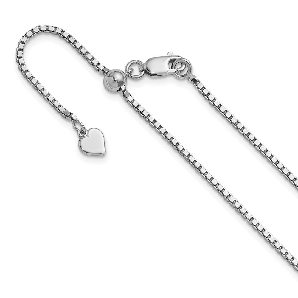 Sterling Silver Rhodium-plated Adjustable 1.5mm Box Chain