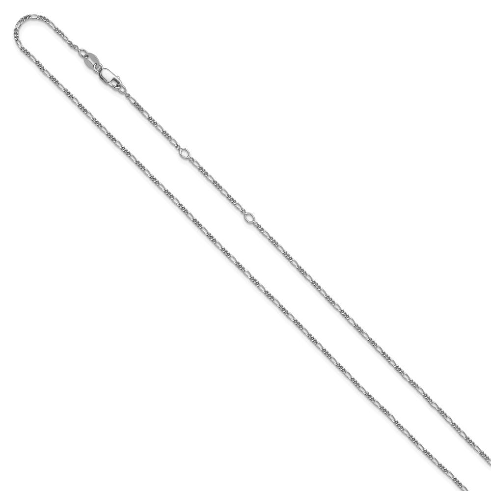 Sterling Silver Rhodium-plated 1.45mm Figaro 1in+1in Adjustable Chain